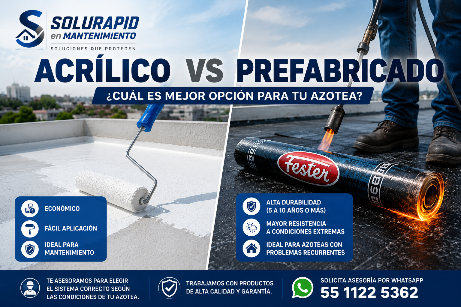 Impermeabilizante acrílico vs prefabricado: ¿cuál es mejor opción para tu azotea?